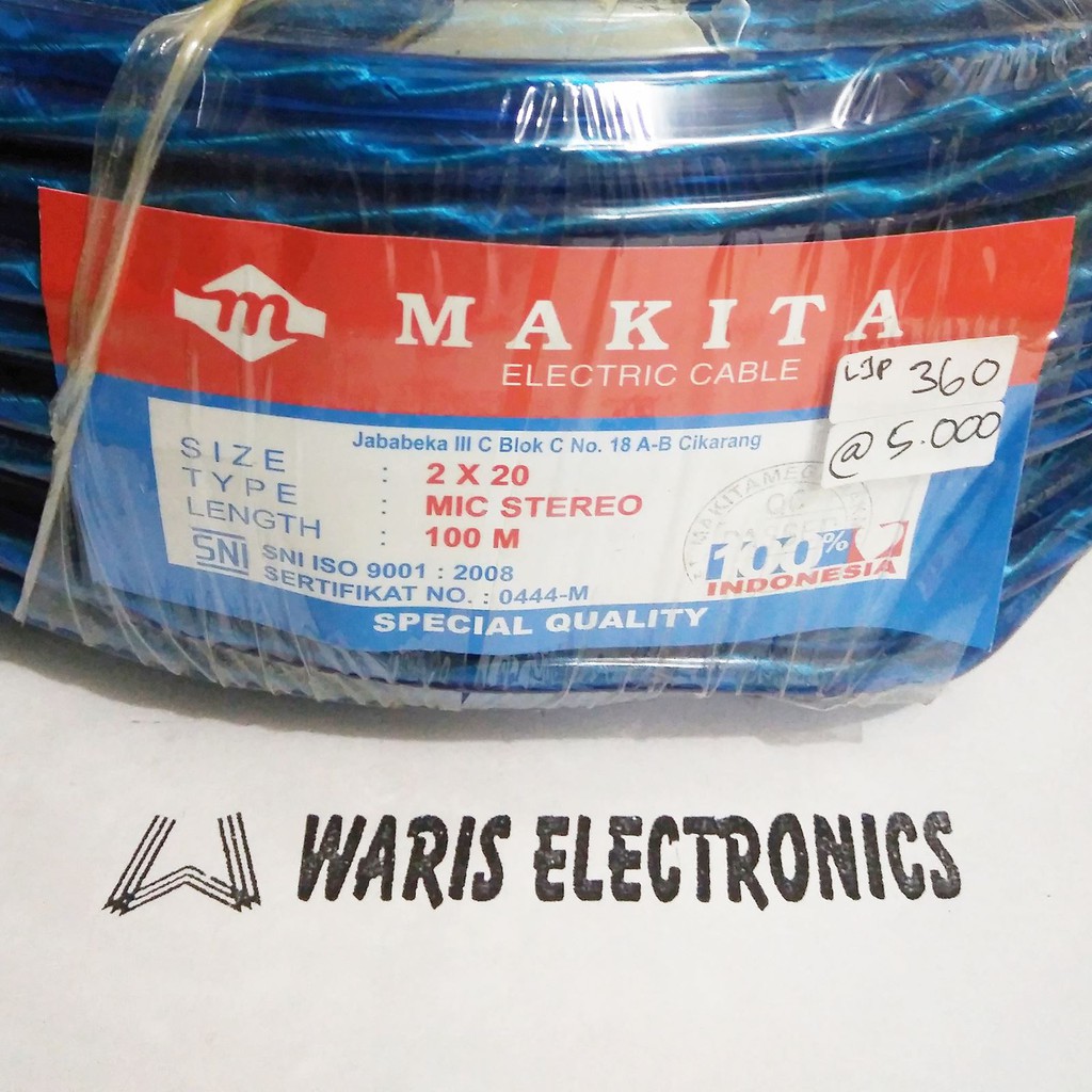 kabel mic stereo isi 3 makita 2x20 harga per meter ECERAN