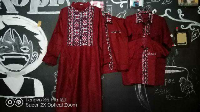 Aska Couple, Batik Couple Keluarga|| Sarimbit Keluarga Motif Mega Mendung Merah Terbaru