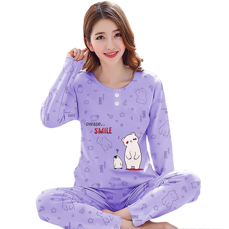 Lilipop.id  Baju Tidur Wanita Penguin Celana Panjang PP Allsize Lengan Panjang Baby Doll Bahan Kaos dewasa