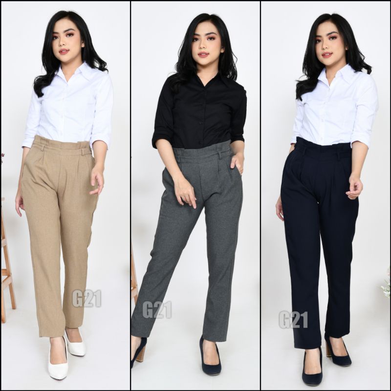 Celana Kerja Wanita Kantor Pinggang Karet Bahan Formal Hitam Polos Panjang Model Baggy Pants High Premium Quality Celana Hitam Wanita Celana Kerja Wanita Kantor Celana Bahan Kerja Wanita Celana Bahan Panjang Wanita Celana Hitam Panjang Wanita