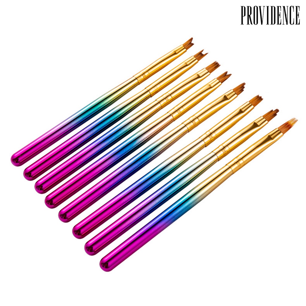 Providence 8Pcs/Set Nail Pen Smooth Drawing Easy to Use Nylon Wool Nail Art Drawing Liner with Colorful Gradient Handle for Salon