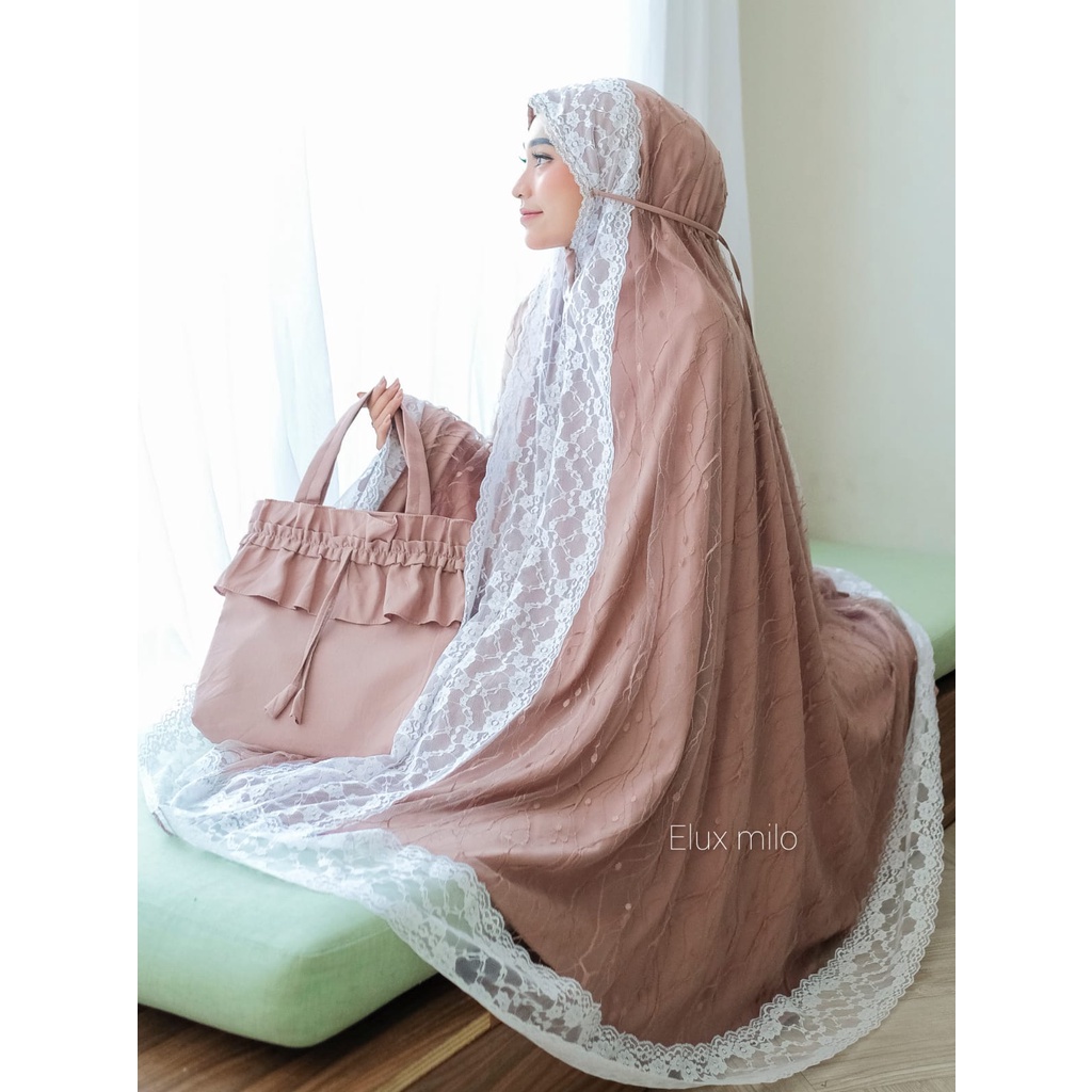 Mukena Eiffel Lux Dalanova Ori/Mukena Elux/Mukena Hantaran Seserahan/Mukena Free Tas/Mukena Tulle