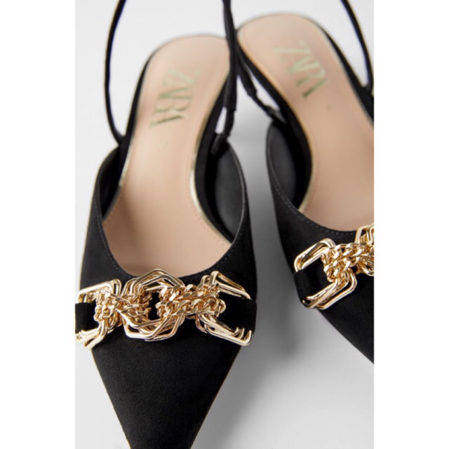 Sepatu ZR-143 Kitten Heel Metallic Mules