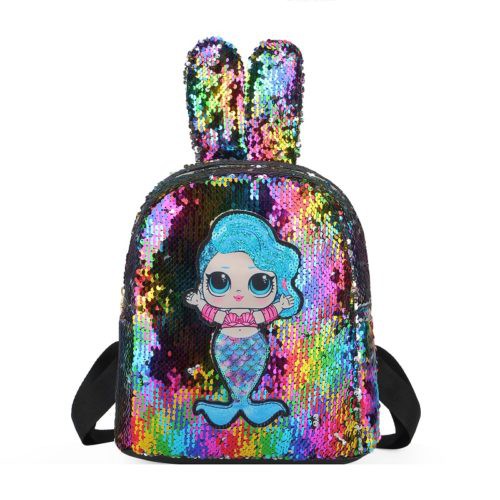 GI 550 RISCE RANSEL SEQUIN ANAK LED TELINGA KELINCI LITTLE MERMAID JAKARTA BATAM JTF