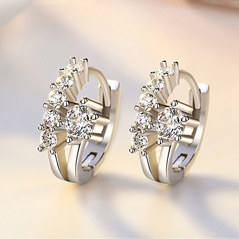 Anting Tusuk Sterling Silver 925 Dengan Batu Zircon Inlaid Untuk Wanita