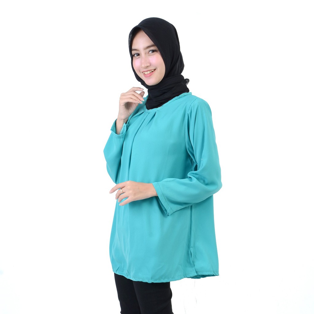 [Blouse Naomi varian warna SW] blouse wanita wolly crepe SALEM/BIRUMUDA/TOSCA