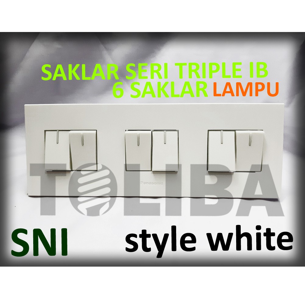 saklar seri lampu / 6 saklar lampu minimalis style white ib panasonic / Saklar Double x3 sni