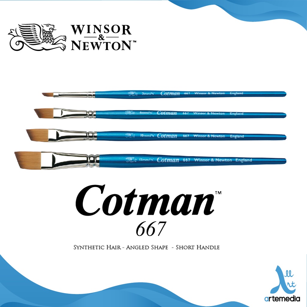 

Winsor & Newton Cotman Series 667 Angled Synthetic Brush Short Handle