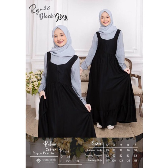 Gamis Rauna Remaja RGR 38 Black Grey