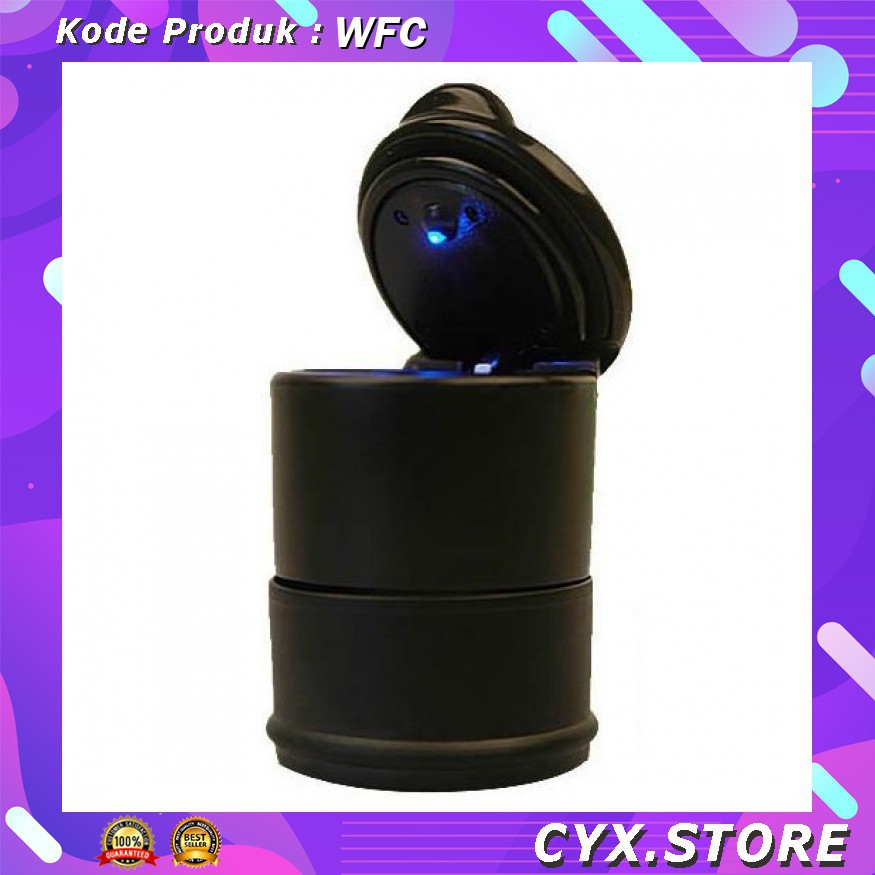 Grab Medan Noctilucent ABS Car Ashtray with LED Light Model A - 4S Hitam WFC