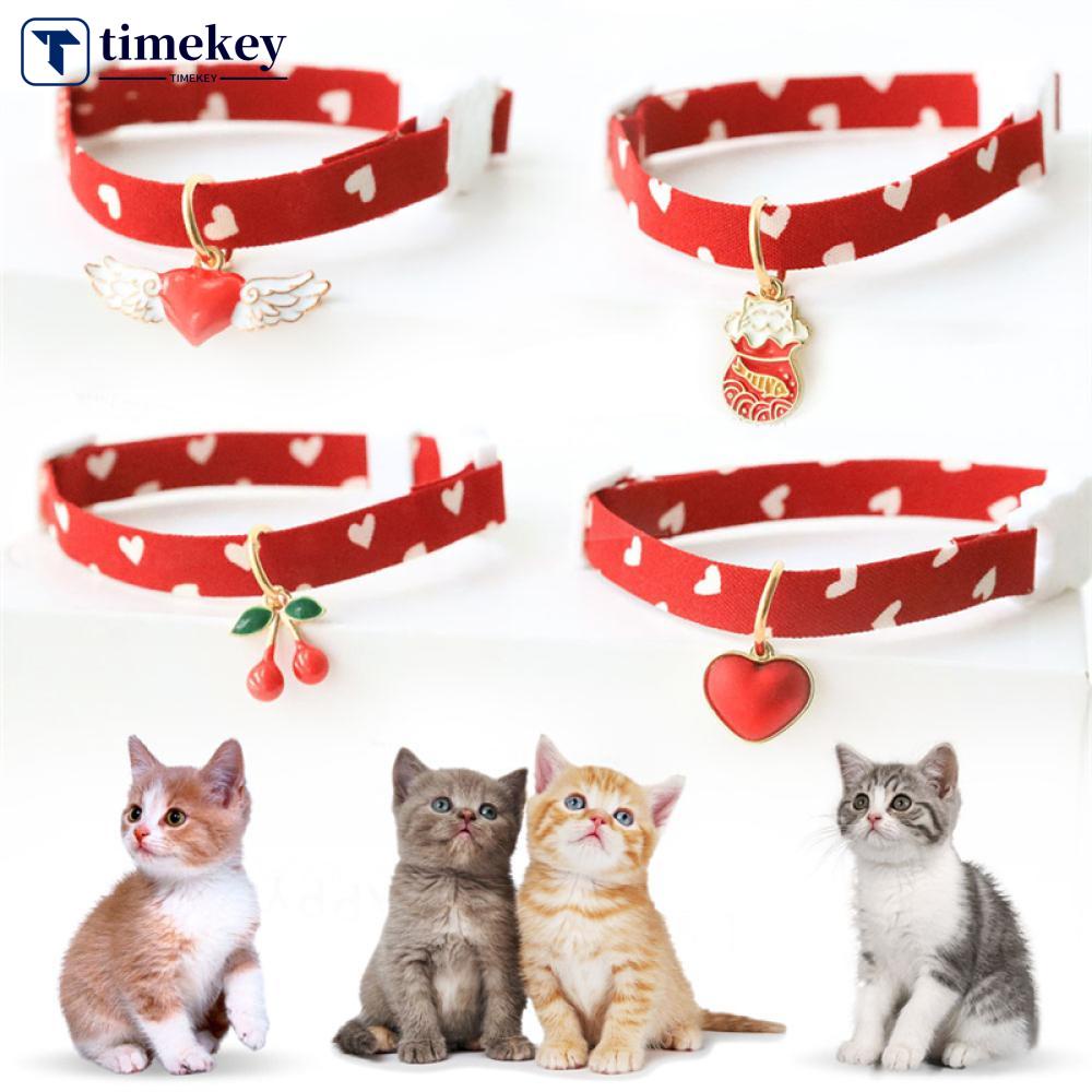 Timekey Kalung Collar Adjustable Motif Hatimalaikatbunga Cherry Untuk Anjingkucing C1T1