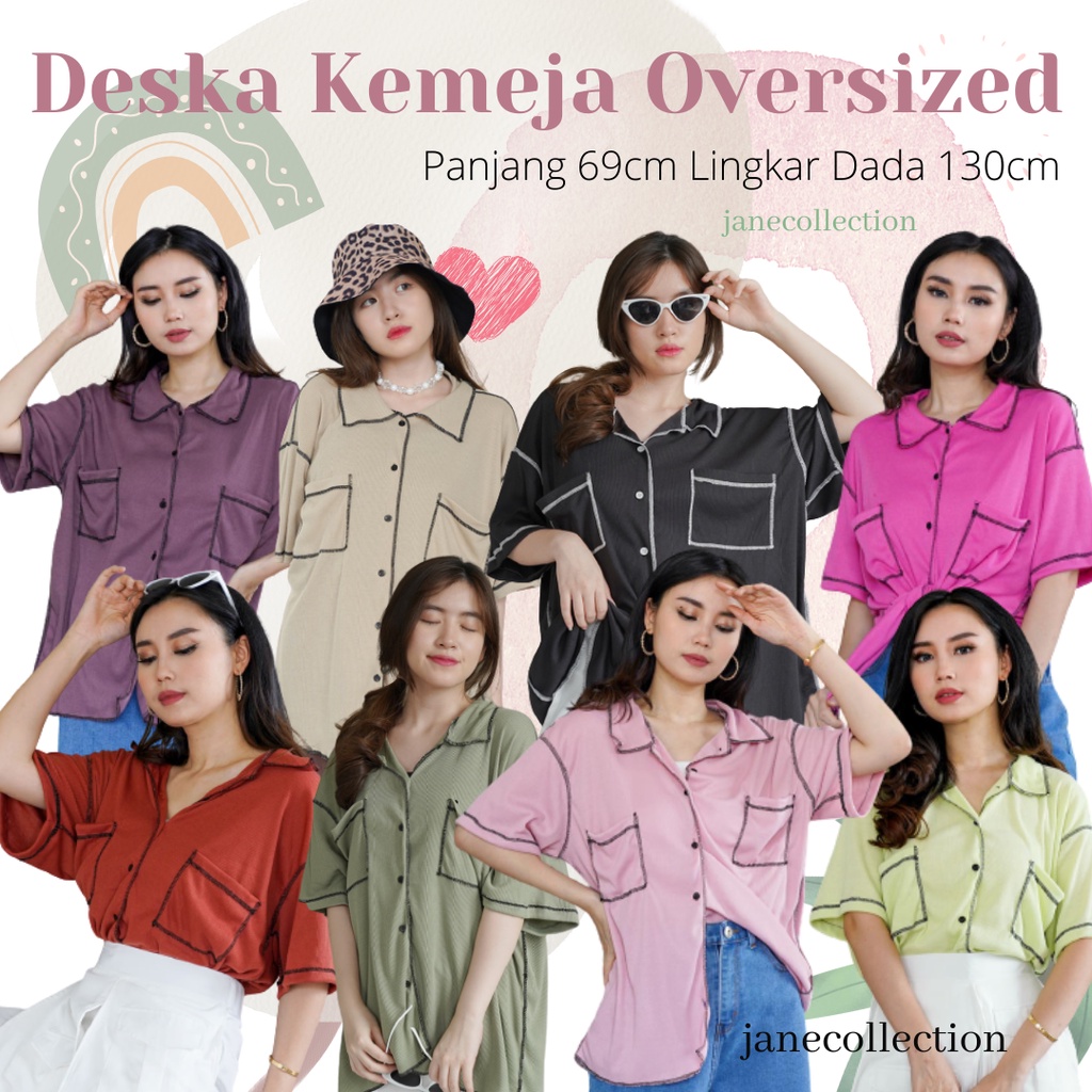 jane collection    kemeja wanita jumbo bigsize xxxxl bahan knit ada kancing kantong bisa jadi outer 