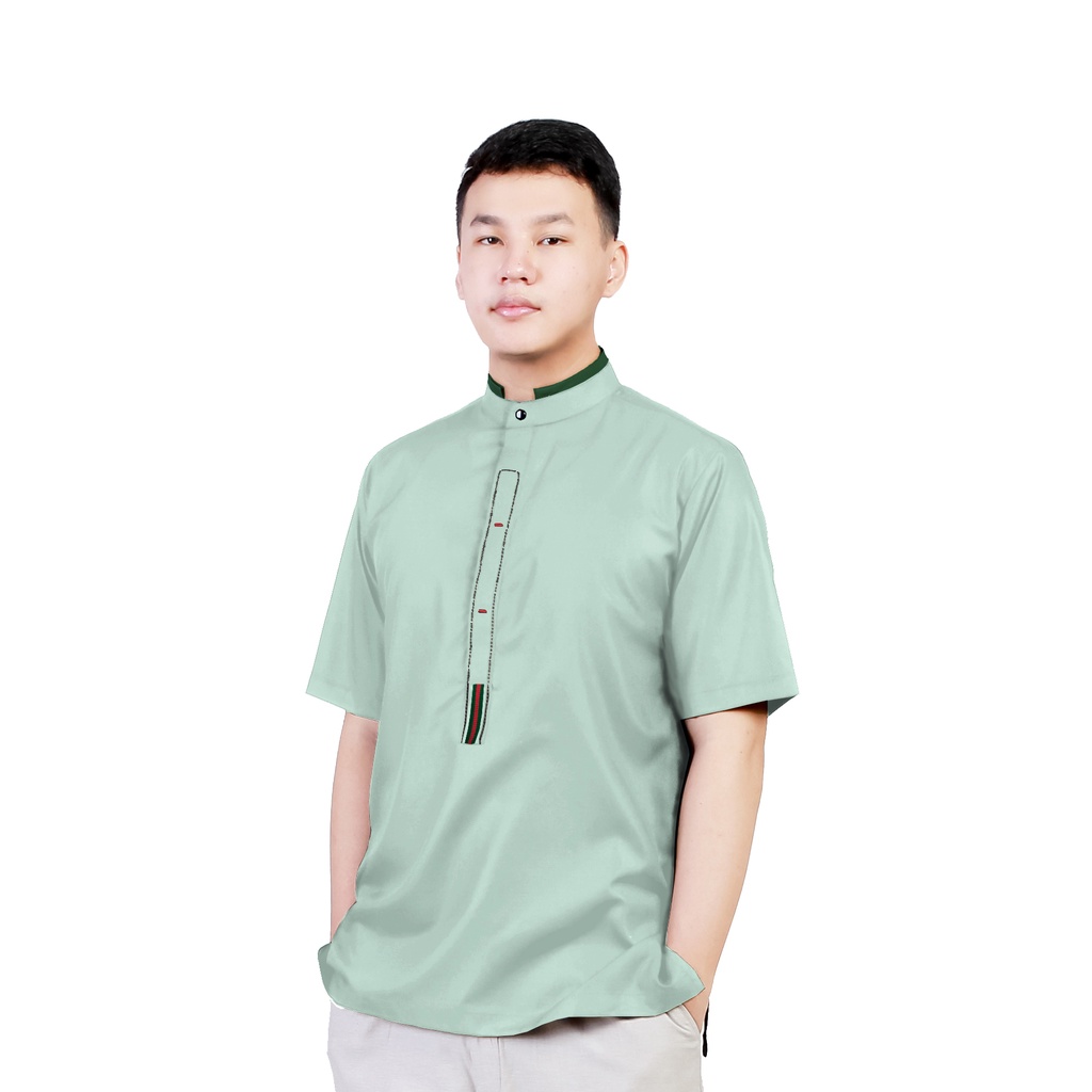 Kemeja Koko Lengan Pendek Pria Mint - Hadza KS07