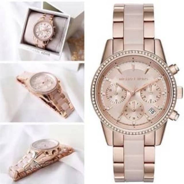 Jam Tangan Wanita MK 6307 ORI BM Baterai All Steel Acrylic