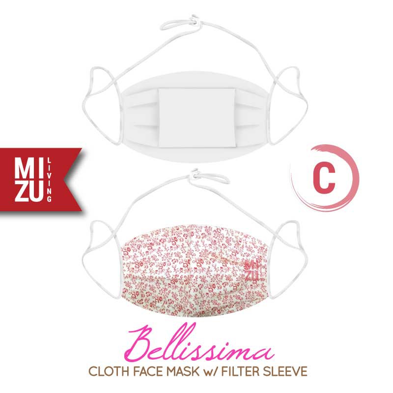[SALE] MIZU BELLISSIMA Cloth Face Mask Masker Kain Corak Bunga 3Ply Sarung Filter NON-MEDIS REUSABLE-C