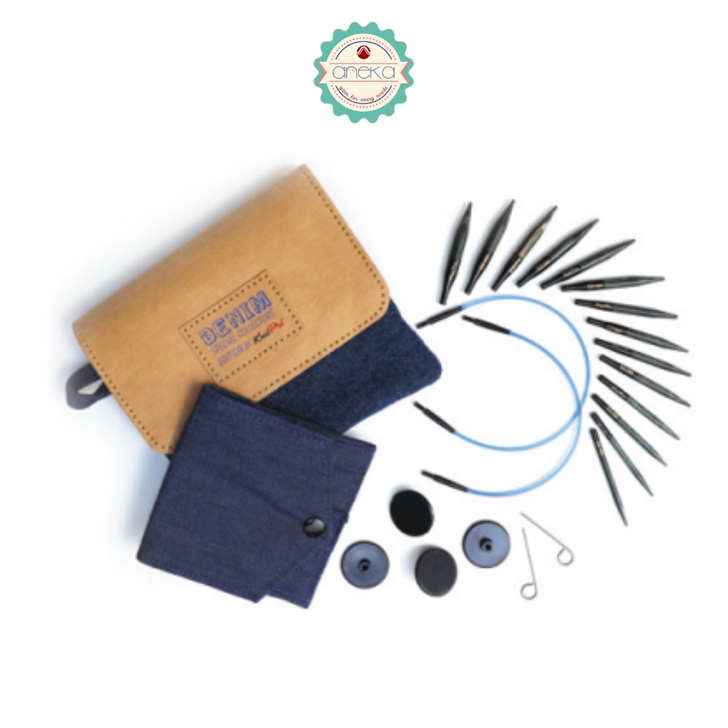 KnitPro - Denim / Indigo Wood Interchangeable Needle Set Ultra Short &amp; Normal