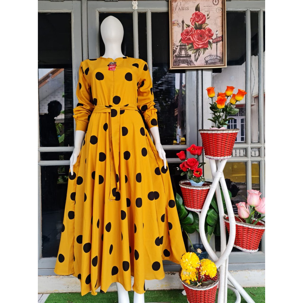 Gamis Monalisa Premium Terbaru/Gamis Polkadot/Gamis/Gamis monalisa polkadot/Gamis polkadot jumbo/Gam