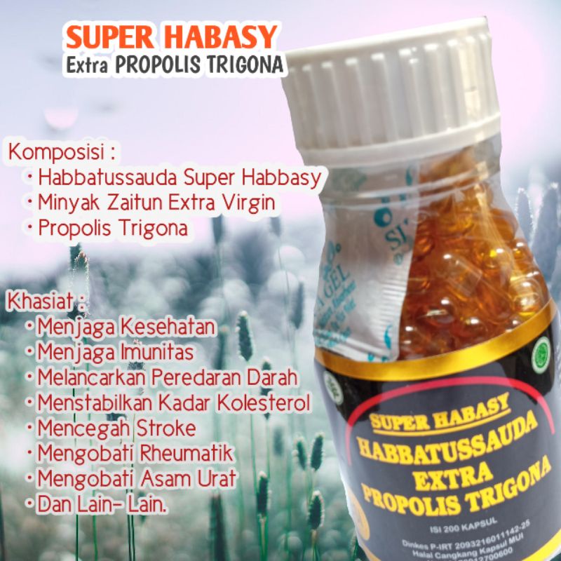 

SUPER HABBASY EXTRA PROPOLIS TRIGONA menjaga meningkatkan daya tahan/imunitas juga kesehatan tubuh mengobati hipetensi kolesterol migrain stroke radang tenggorokan TBC asthma dan lain lain