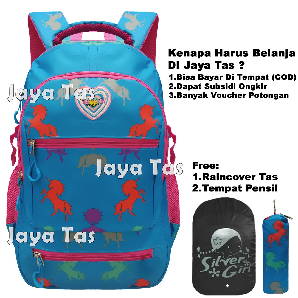 Tas Ransel Anak Perempuan Tas Sekolah Alto Silver Girl Original Unicorn JT1546 Gratis Pencil Case Da