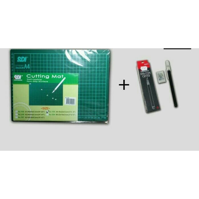 

Paket Cutting mat A4+pen cutter SDI murah
