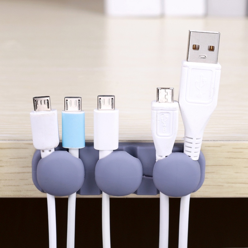 Klip Holder Kabel USB Bahan Silica Gel Dengan Perekat Untuk Meja