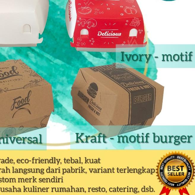 

☆ 50pcs Box Burger, Dus Burger, Kemasan Burger, Tempat Burger, Kotak Burger @50Pcs ۝