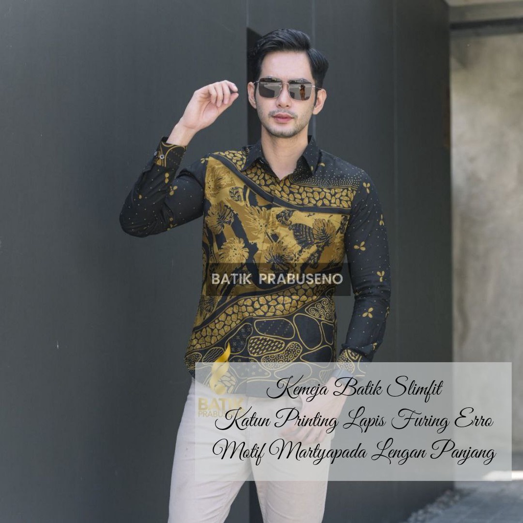 PRABUSENO// BATIK KEMEJA PRIA / SLIMFIT / LENGAN PANJANG / MOTIF MARTYAPADA / BATIK KERJA /BATIK PRA