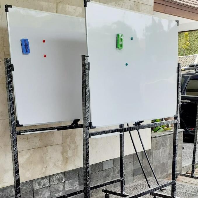 

Whiteboard Standing Double Face 90 120, Free Penghapus + Pin Magnet