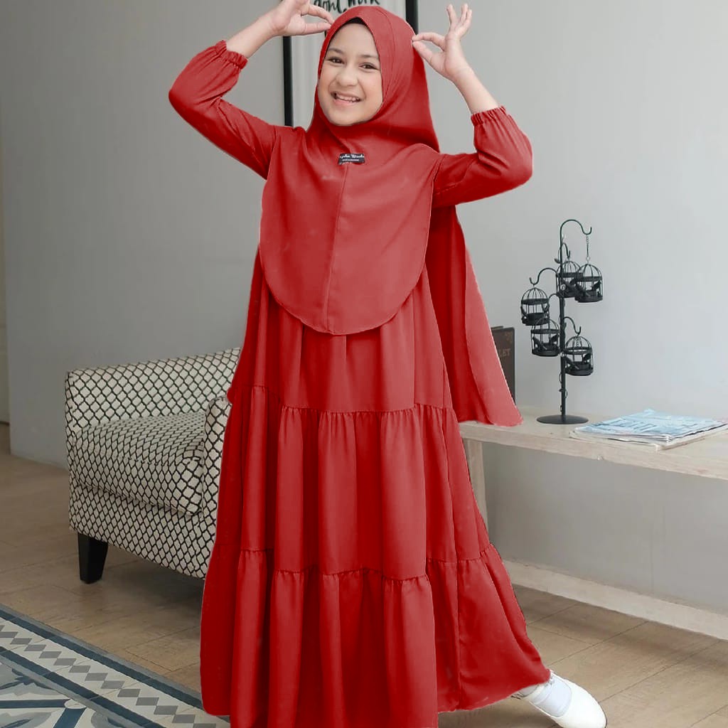 Gamis anak Zahra Kids Syari | Gamis anak terbaru  CRINGKLE AIRFLOW untuk anak usia 8 - 15 tahun Size XL , XXL, 3XL