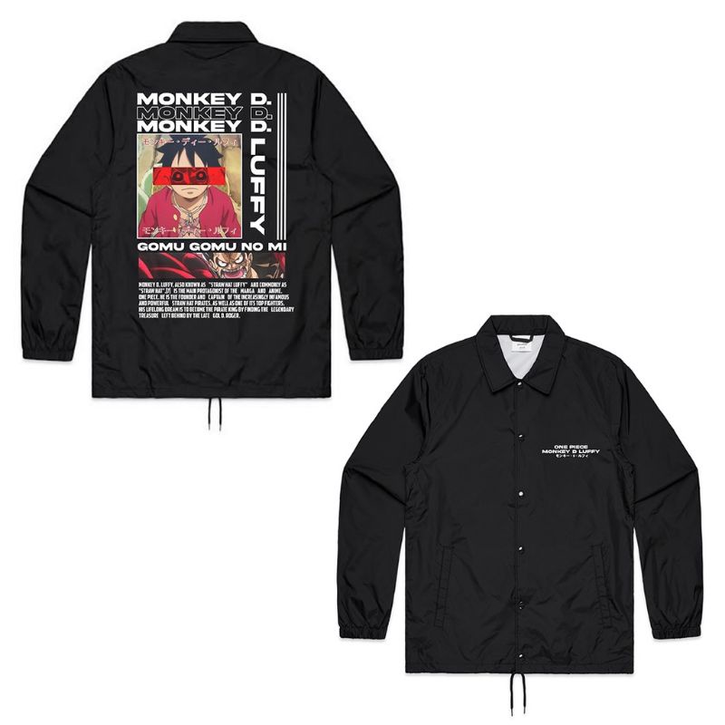 JAKET COACH ANIME ONE PIECE - MONKEY D LUFFY | COACH JAKET ONE PIECE | WINDBREAKER PARASUT JAPAN | w