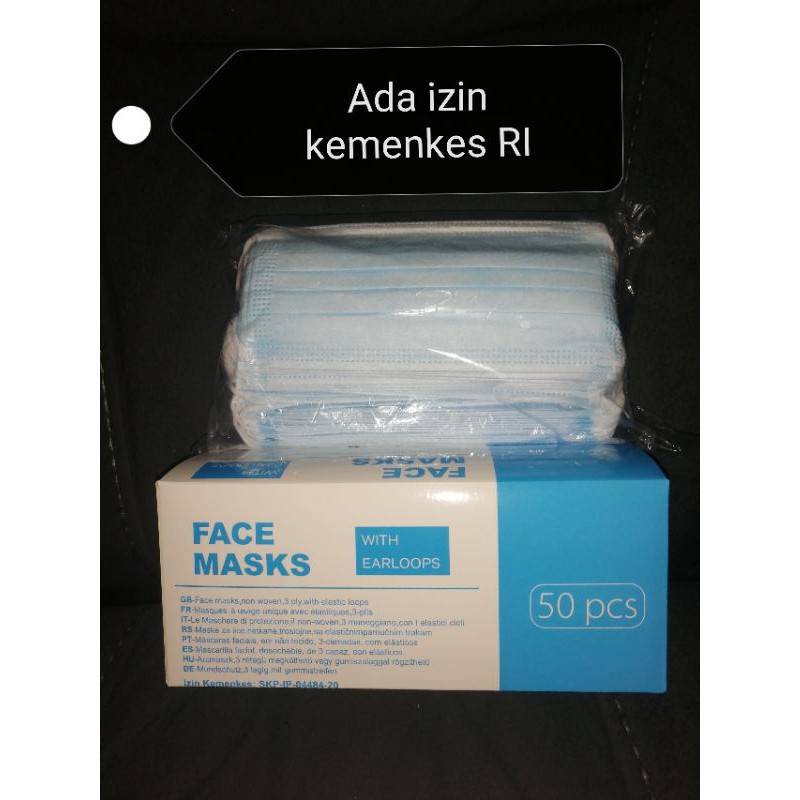 Masker 3 ply surgical face mask isi 50 pcs