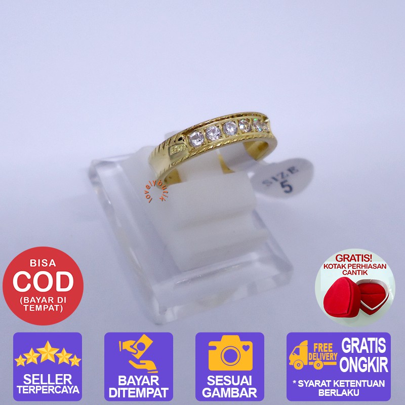 Lovelybutik Cincin Titanium Anti Karat Selamanya Ammi Cincin Titanium Wanita Multi Warna