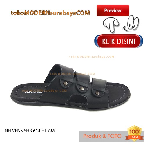 Sandal Pria Casual Slide NELVENS SHB 614 HITAM Sandal Flip Flop