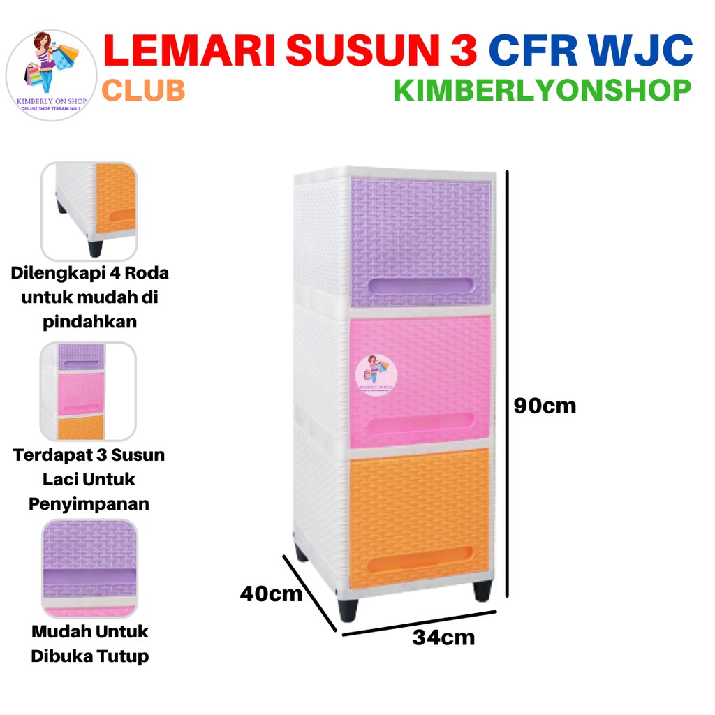 Lemari Laci Flip Plastik Serbaguna Susun 3 CFR 3 WJC