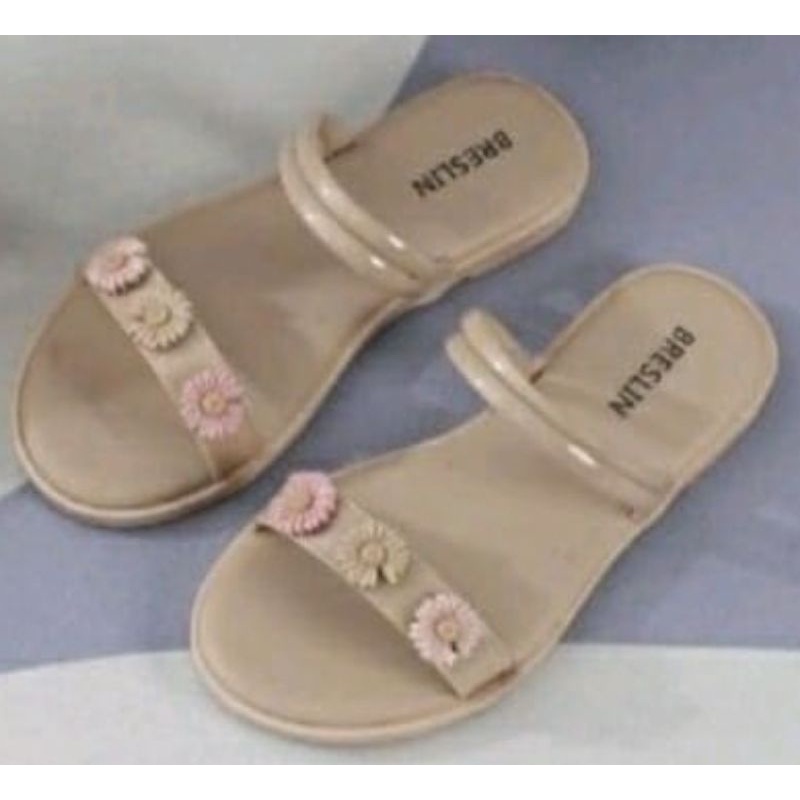 Sun-NADINI Sandal Flat Tali Wanita Import Breslin 1205