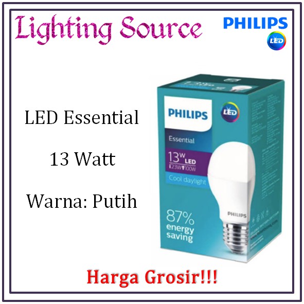 PHILIPS LED ESSENTIAL 13 WATT COOL DAYLIGHT PUTIH - LED PHILIPS ESSENTIAL 13W 13 W GROSIR 