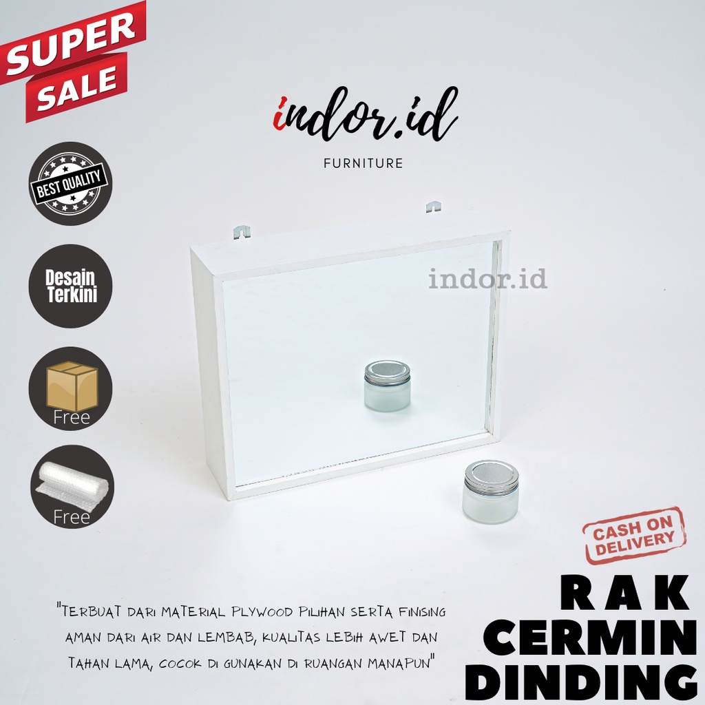 CERMIN RAK Dinding Gantung Minimalis - CERMIN WASTAFEL MURAH - Rak Cermin KOSMETIK - Cermin Milenial