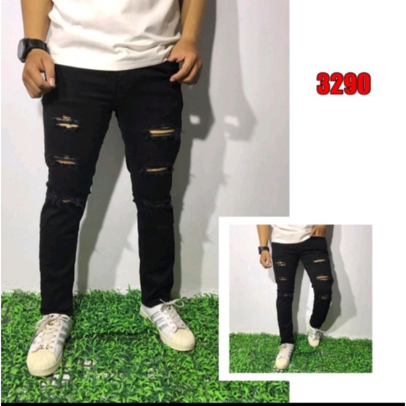 CELANA SOBEK PRIA RIPPED JEANS ROBEK STANDAR REGULER BASIC PREMIUM 27-38