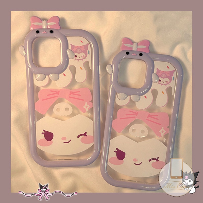 Casing Lensa 3D Bow Little Monster Redmi A1 A1+9C 9T 9A 10C 9 10A 10A 10A 9C NFC Redmi Note 11 Pro+10 Pro Max 11S 9 9Pro 8kartun Lucu Kulomi Glossy Anti Pecah Lembut TPU Penutup Belakang