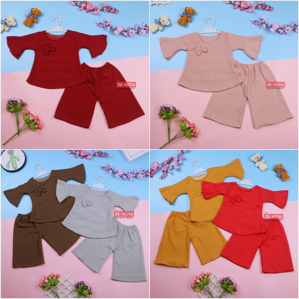 [POLOS] Setelan Lucy uk 2-3 Tahun / Baju Anak Perempuan Balita Cewek Set Atasan Blouse Kulot Import