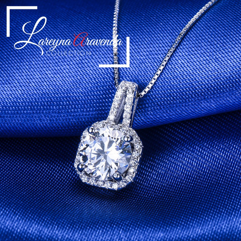 Kalung Titanium &amp; Liontin Wanita Model Kristal Crystal Persegi kl085