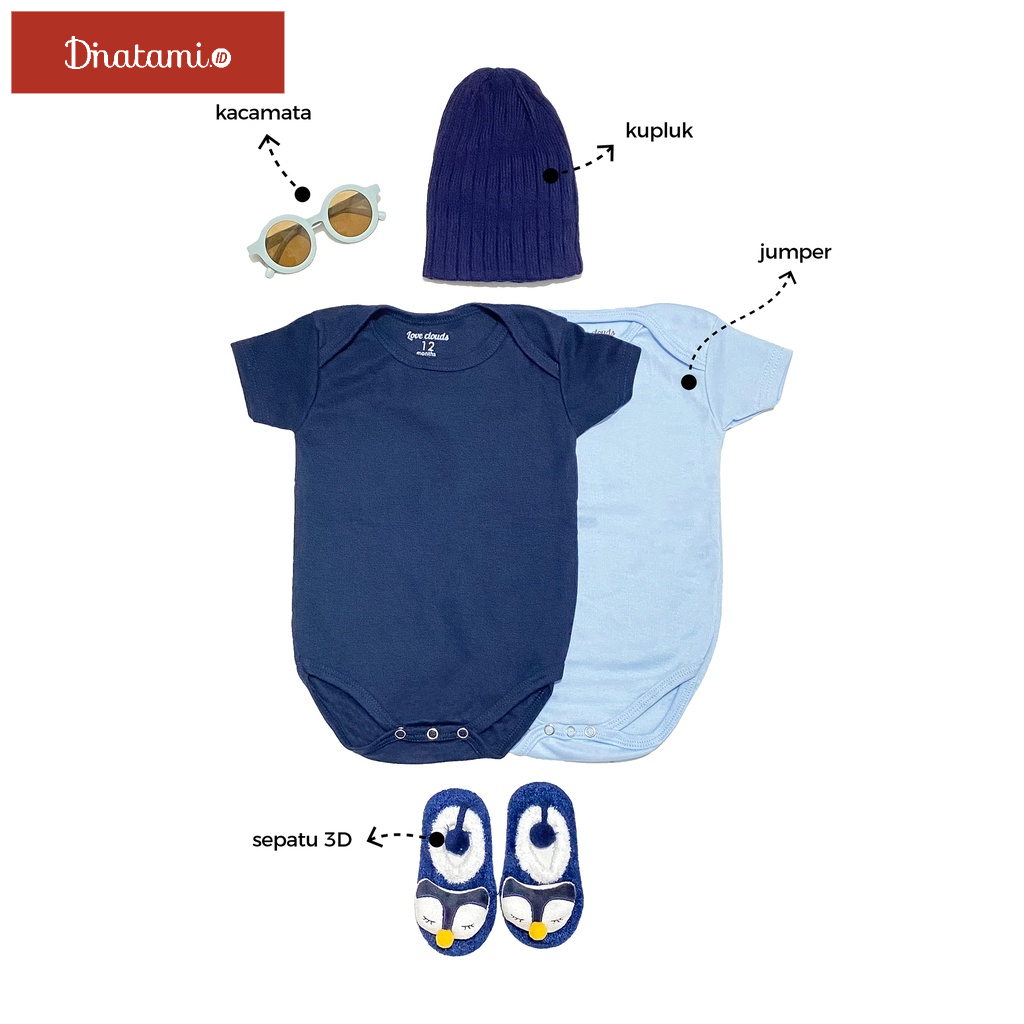 Dinatami Hampers Bayi | Jumper Bayi Polos Unisex | Hampers Newborn Baby Gift Set | Kado Lahiran Bayi