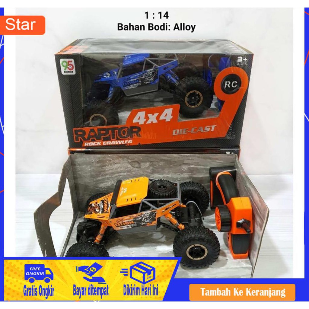 BAYAR DITEMPAT - RC RAPTOR ROCK CRAWLER / RC ROCK CRAWLER SKALA 1/14 2,4GHZ XJ1347