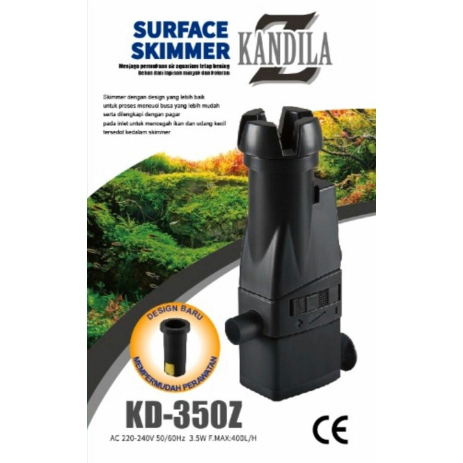 Kandila KD 350Z Surface Skimmer Aquascape 3.5W 400L/H Filter Aquarium