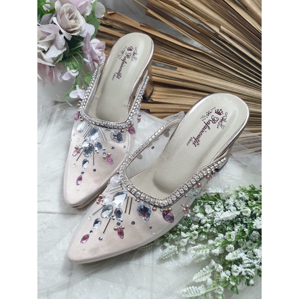 sepatu alunna rosegold tinggi 7cm tahu