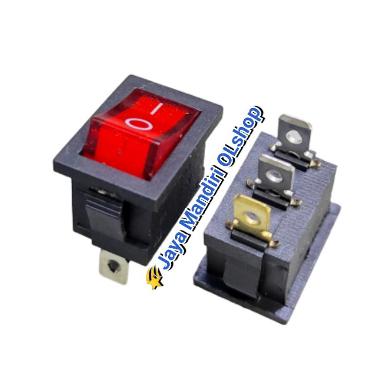 Saklar rocker switch kecil lampu 3 pin