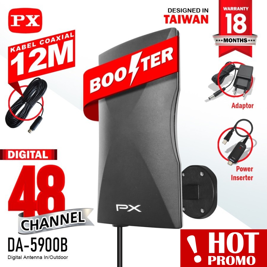 PROMO Antena digital tv indoor dan outdoor terbaik px da 5900b antena tv digital analog kabel 12m bo
