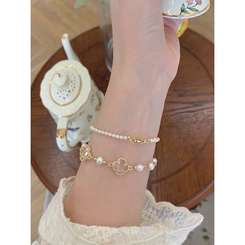 Fashion Bracelets Pearl Four Leaf Clover Bracelets Women Fashion