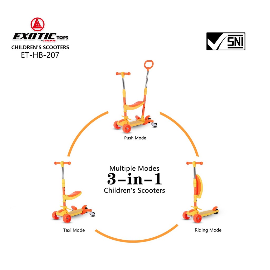 Scooter Skuter Anak Otoped Exotic ET HB207 Roda 3 Bisa di Lipat By Pacific-1