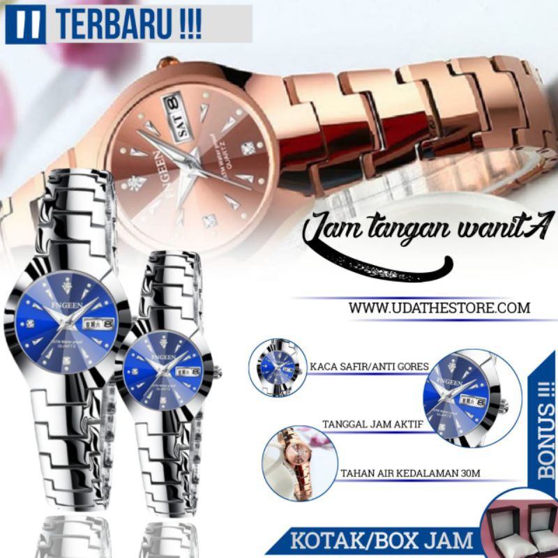 (FREE BOX) JAM TANGAN WANITA RANTAI KECIL FITUR TANGGAL ANTI AIR